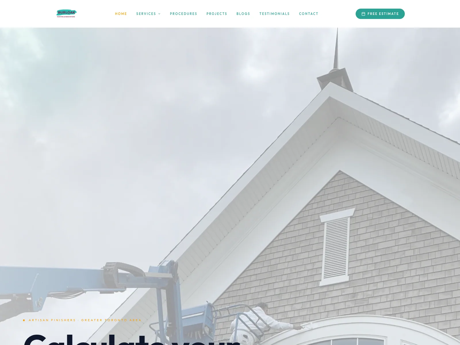 Screenshot of the Burloak Painting homepage for Burlington painters and painting estimates.